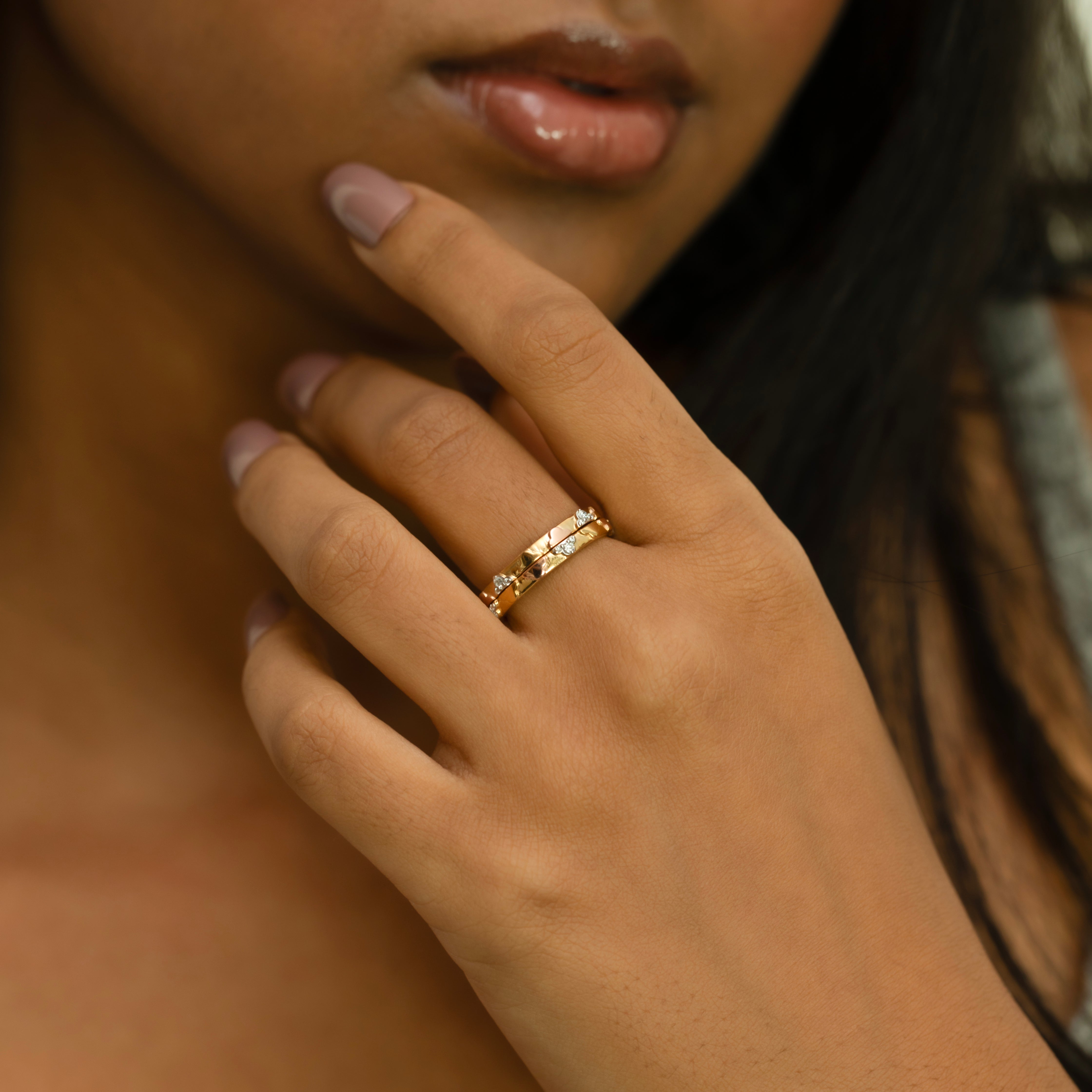 Lucky Stack - Lab Diamond Clover Ring Secondary image