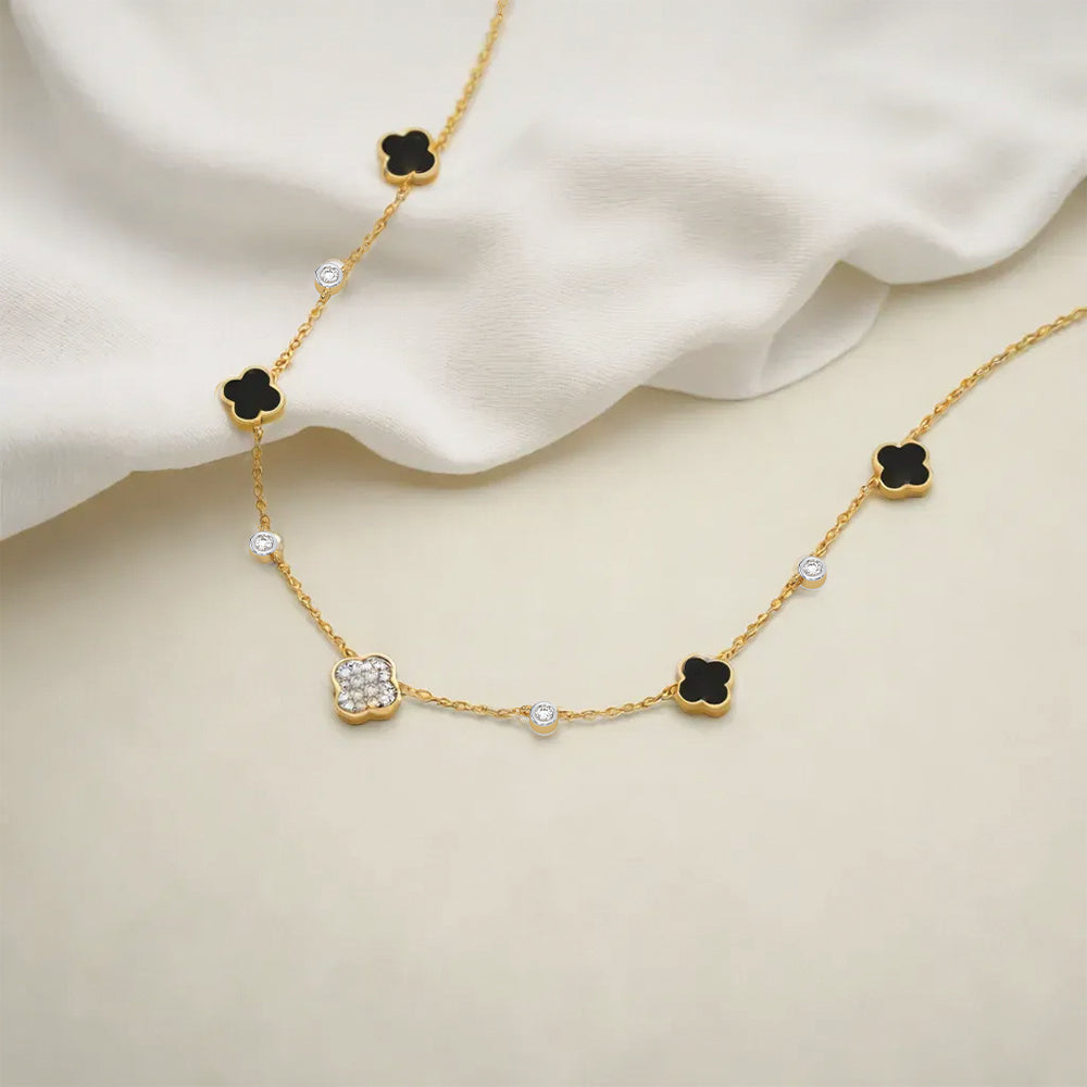 Midnight Enchanted - Lab Diamond Clover Necklace Main image