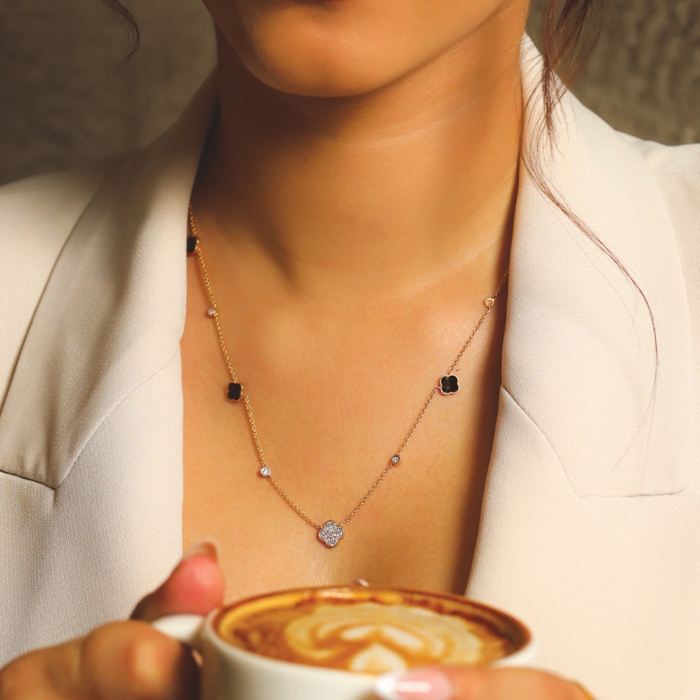 Midnight Enchanted - Lab Diamond Clover Necklace
