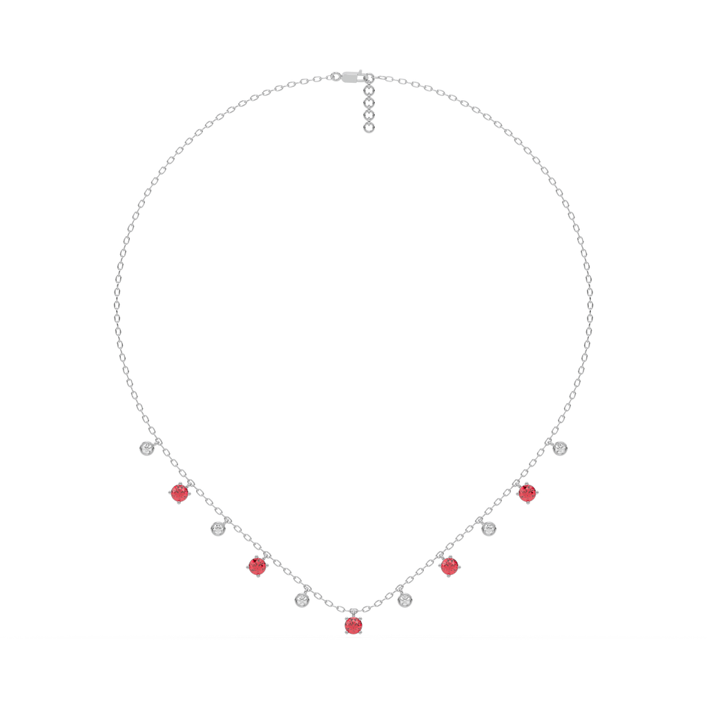 Scarlet Whisper - Lab Diamond & Ruby Station Necklace
