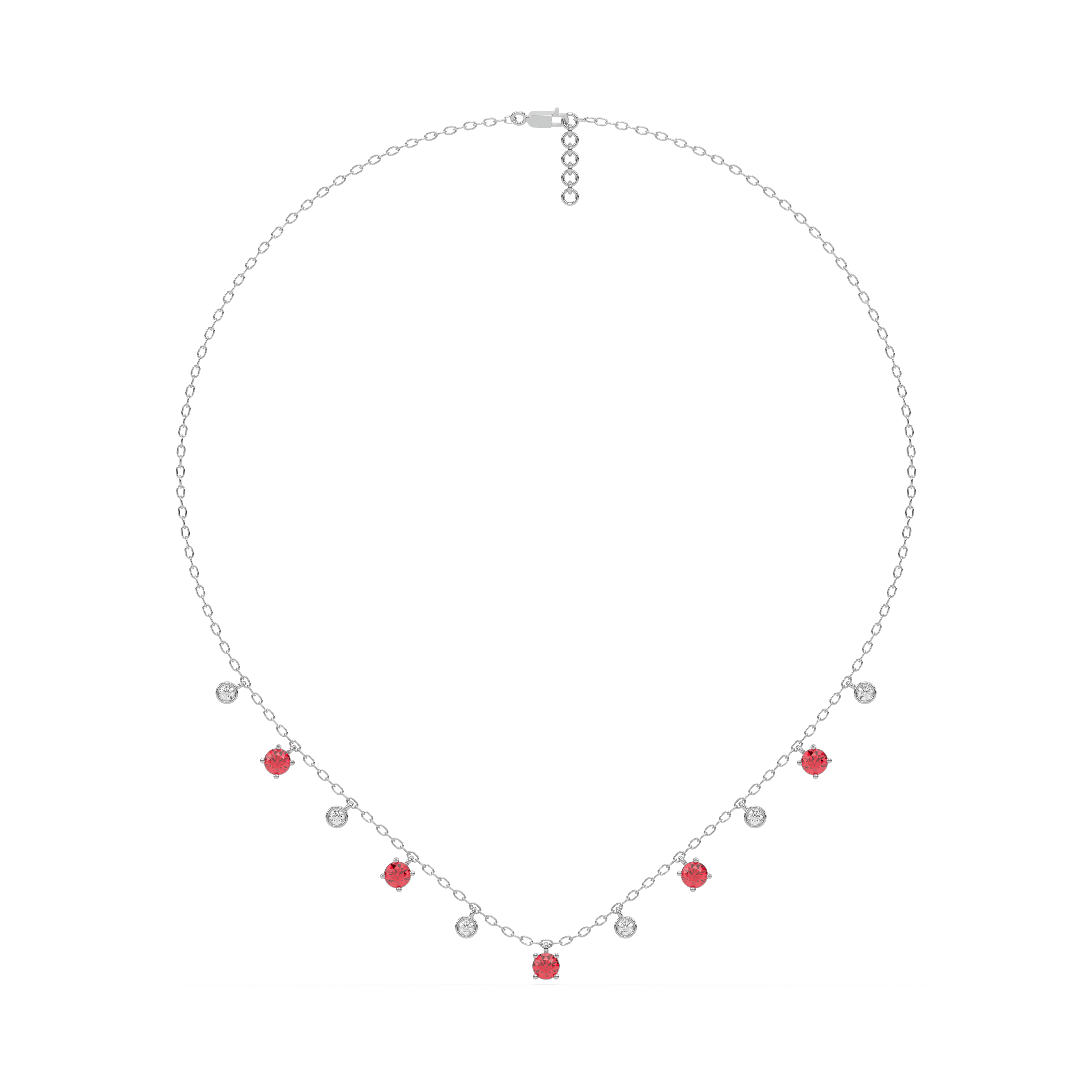 Scarlet Whisper - Lab Diamond & Ruby Station Necklace