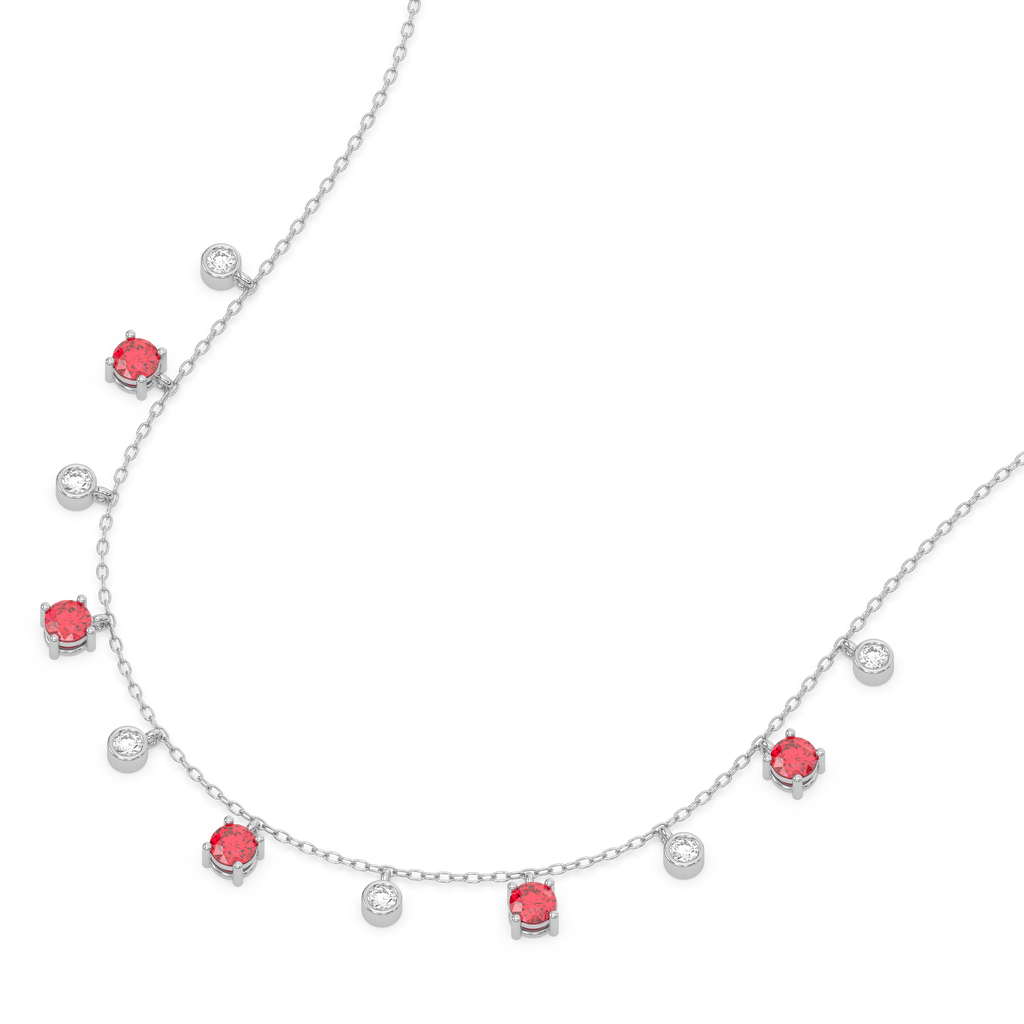 Scarlet Whisper - Lab Diamond & Ruby Station Necklace