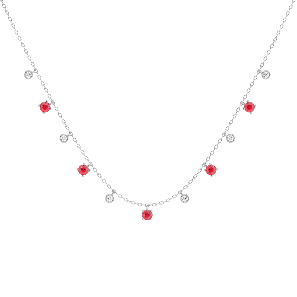 Scarlet Whisper - Lab Diamond & Ruby Station Necklace