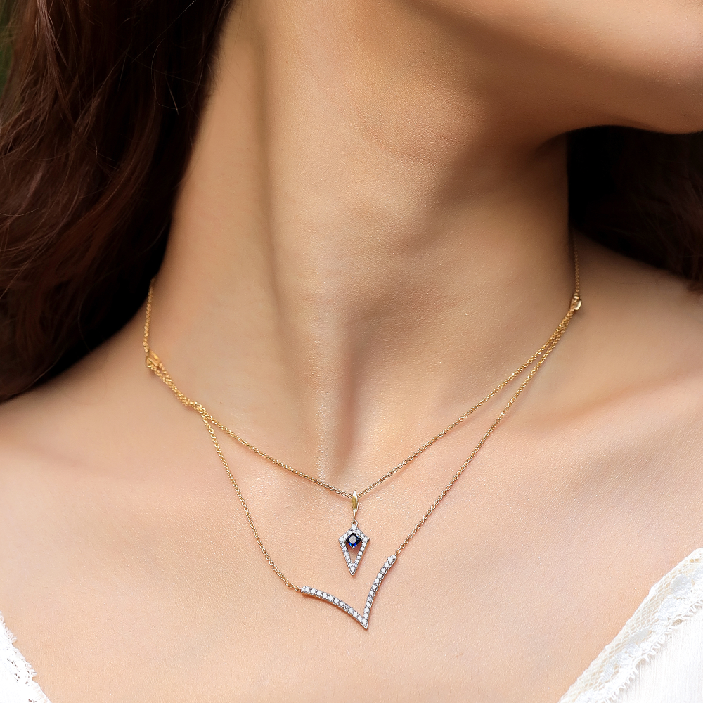 Multi-layered - Lab Diamond V Necklace