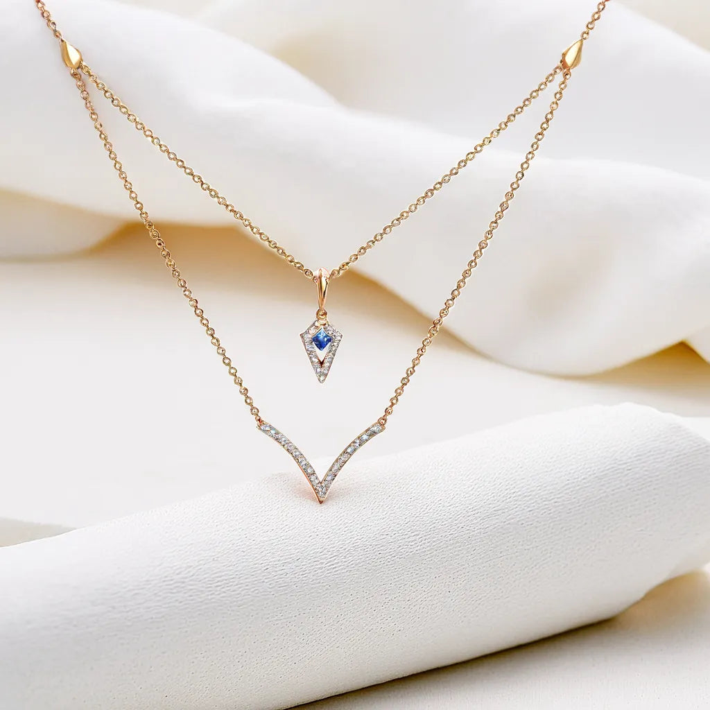 Multi-layered - Lab Diamond V Necklace