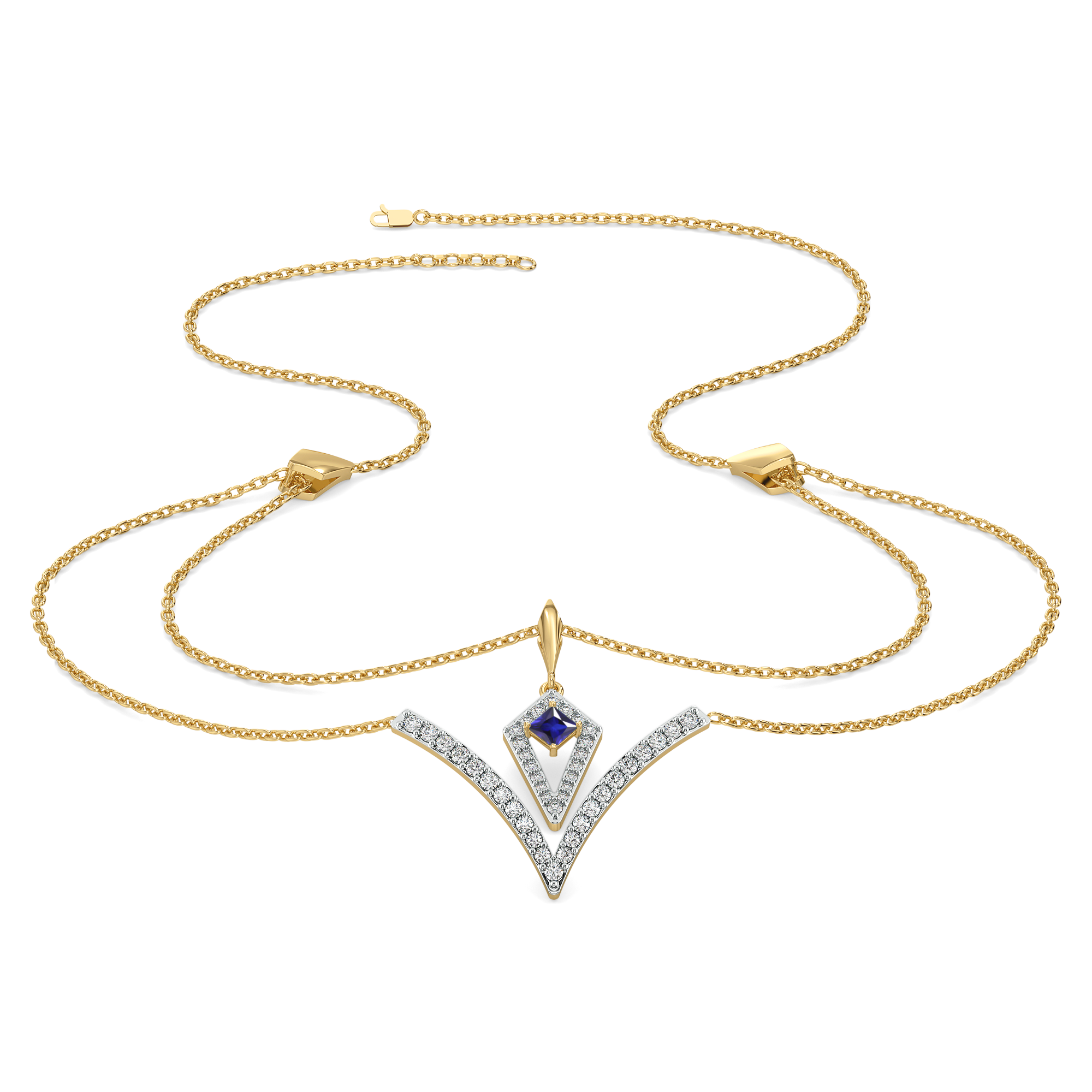 Multi-layered - Lab Diamond V Necklace