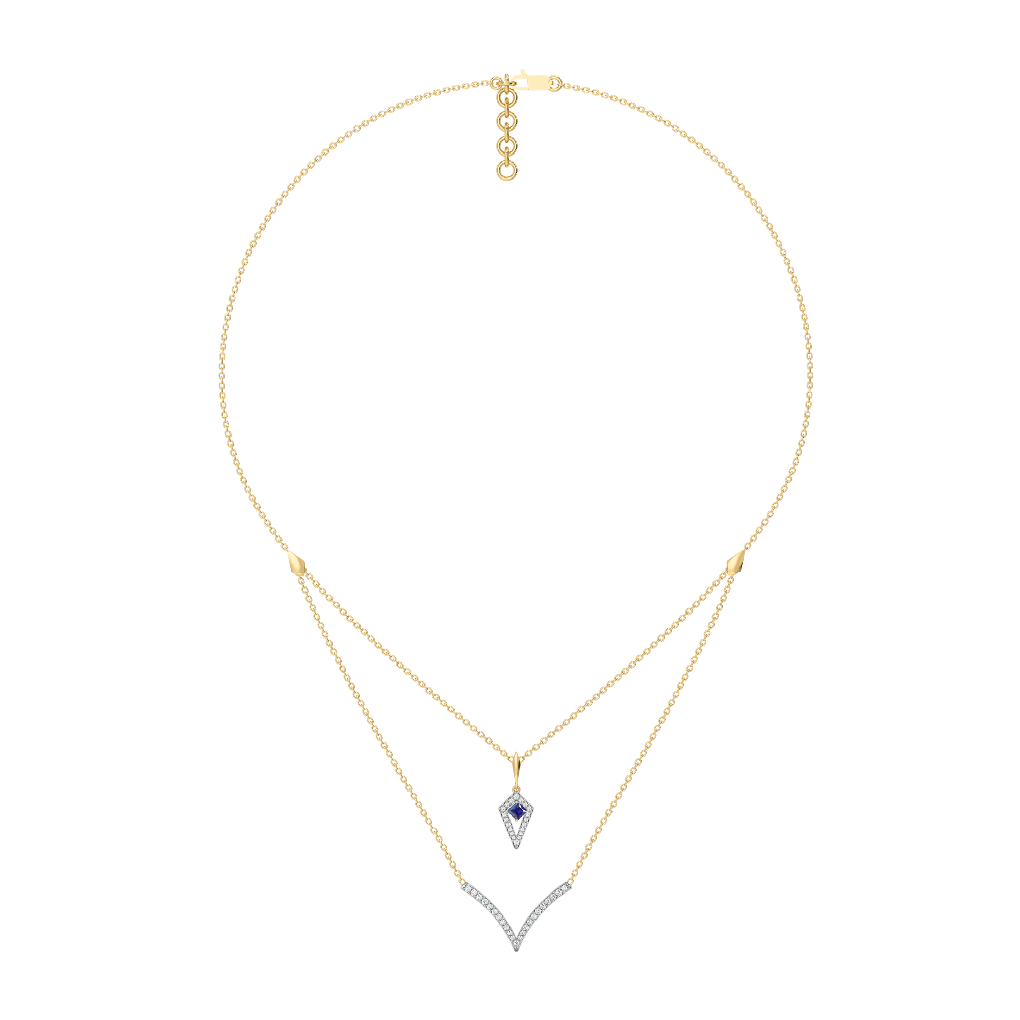 Multi-layered - Lab Diamond V Necklace