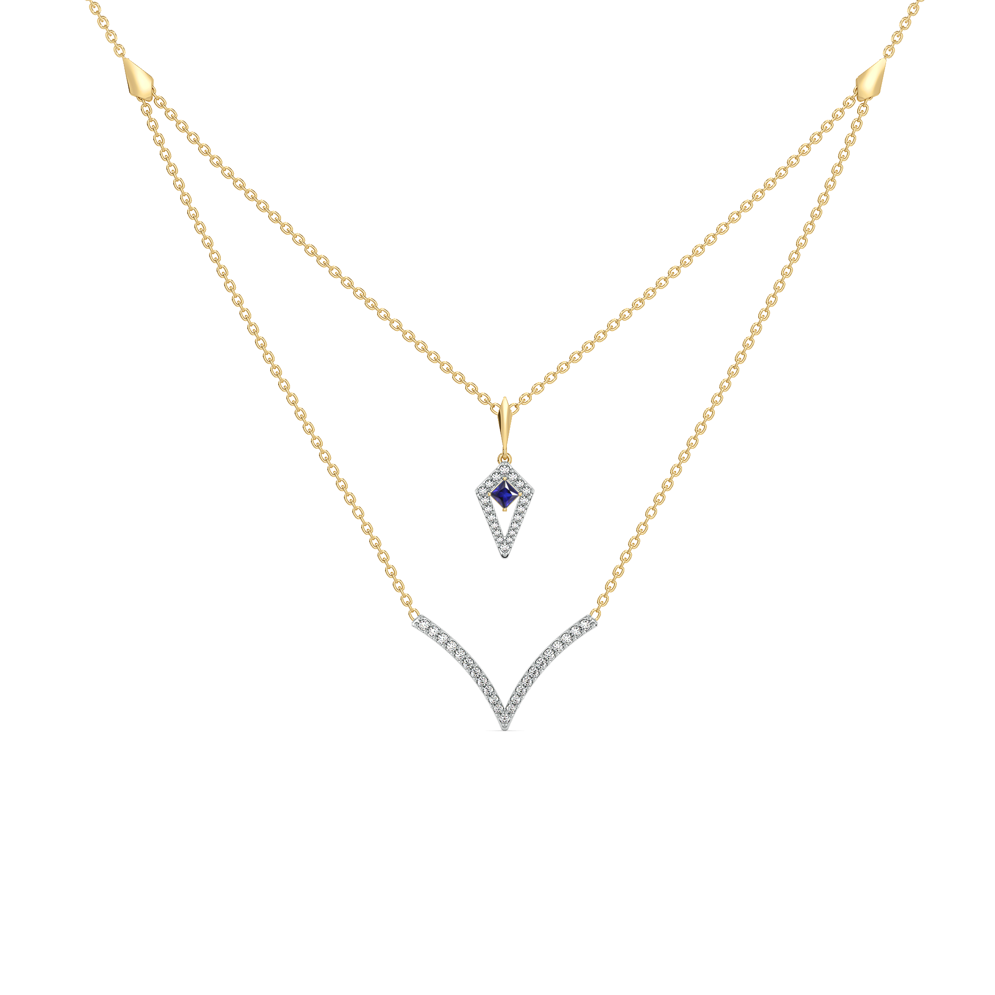 Multi-layered - Lab Diamond V Necklace