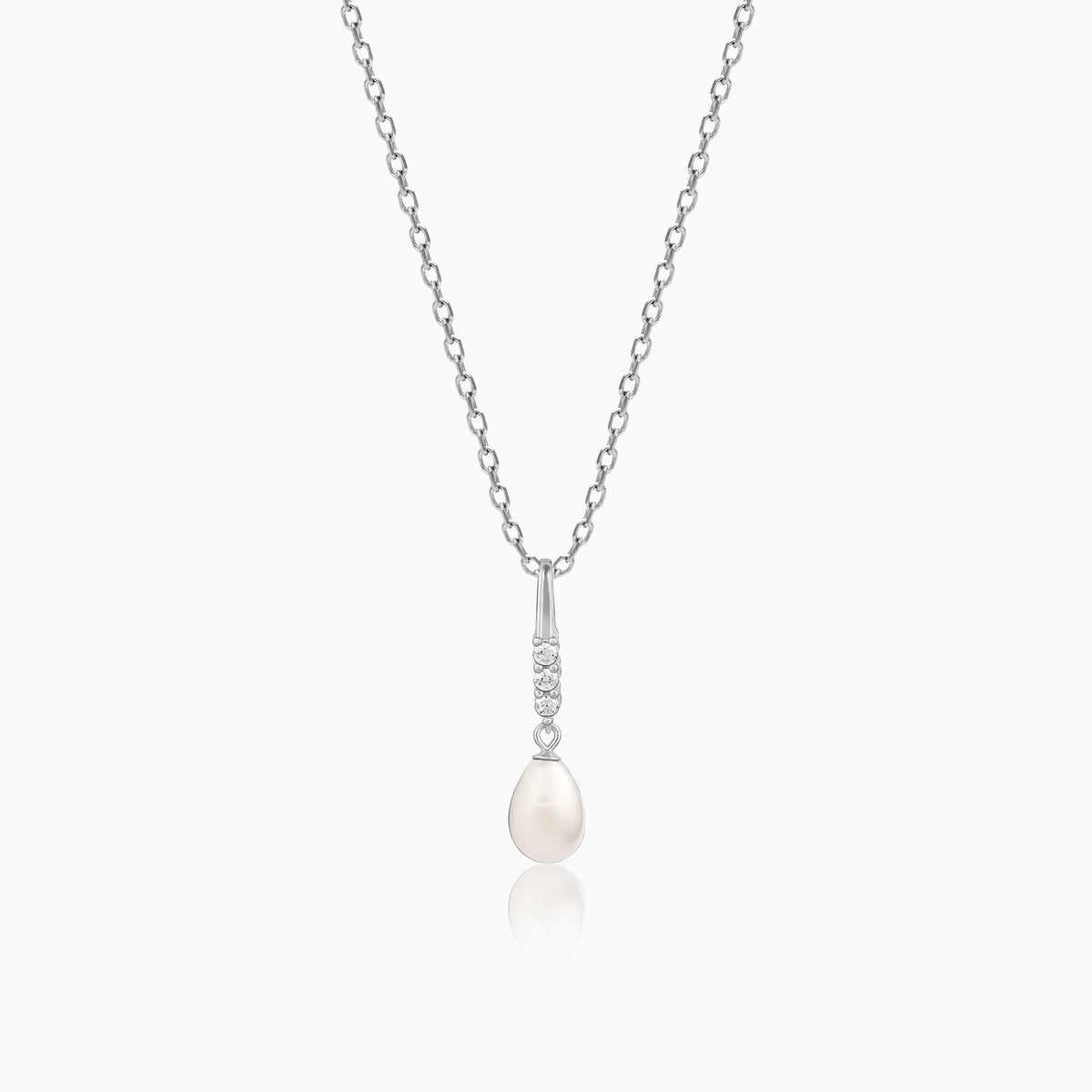 Anushka Sharma Silver Drop of Pearl Pendant with Link Chain
