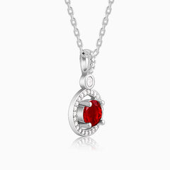 Silver Radiant Red Pendant with Link Chain