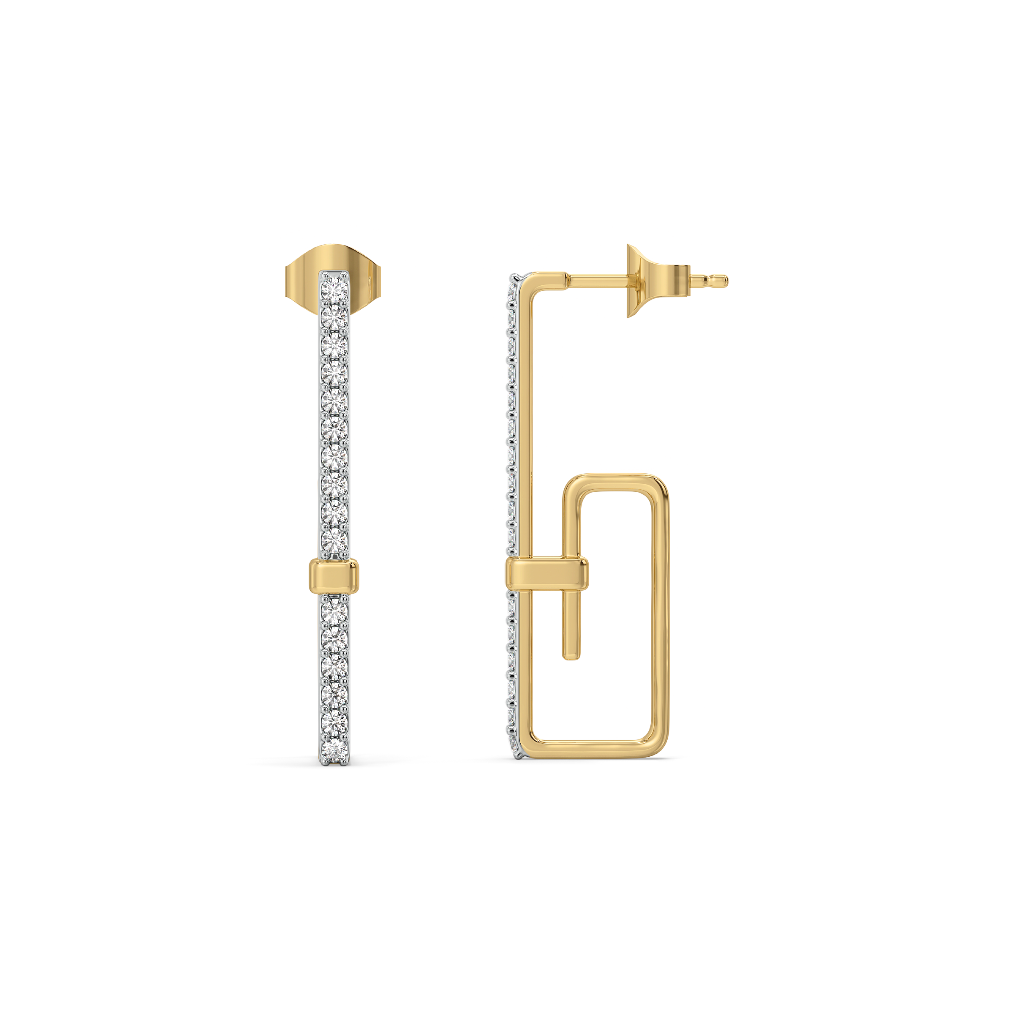 Paper Clip - Lab Diamond Hoop Earrings