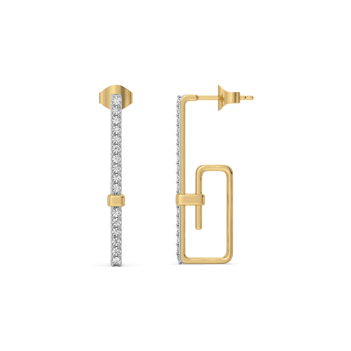 Paper Clip - Lab Diamond Hoop Earrings
