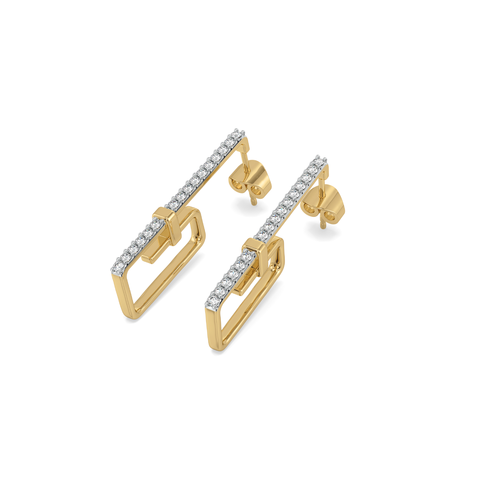 Paper Clip - Lab Diamond Hoop Earrings