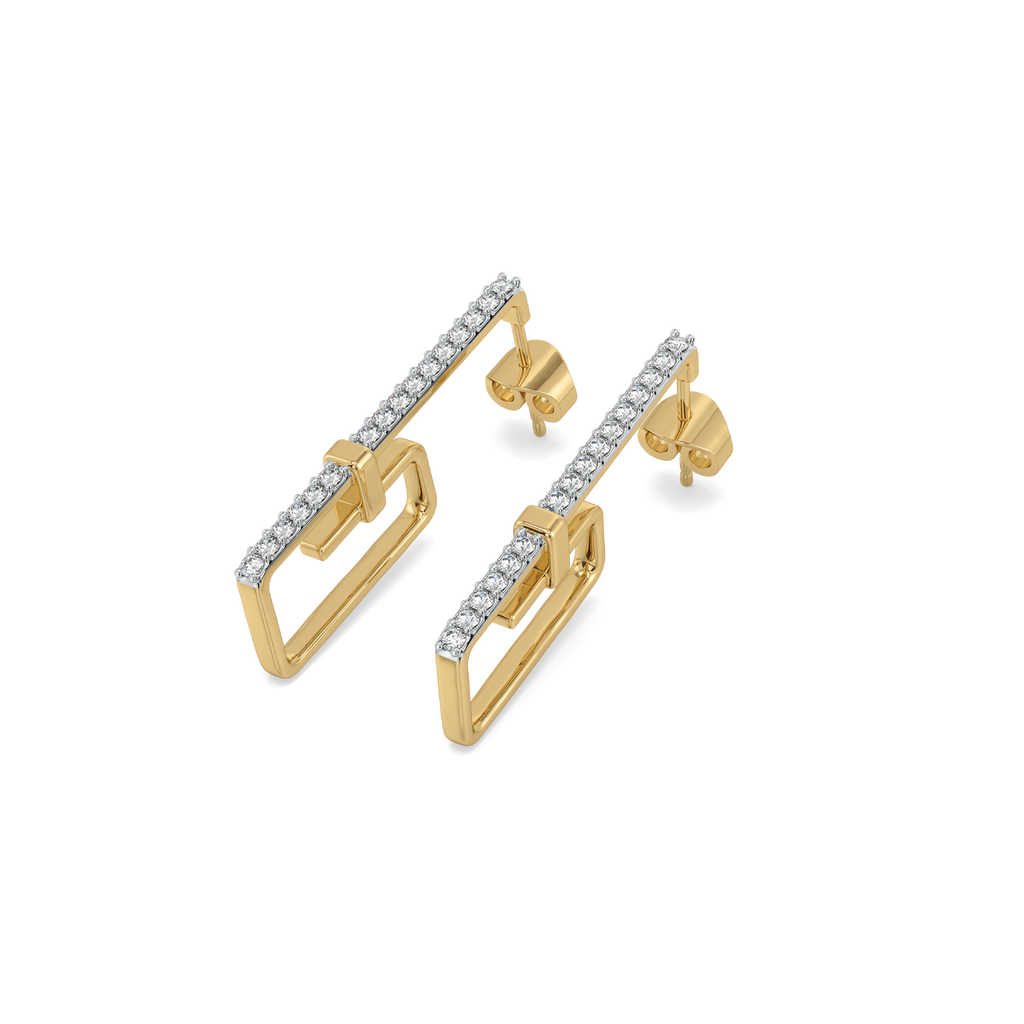 Paper Clip - Lab Diamond Hoop Earrings
