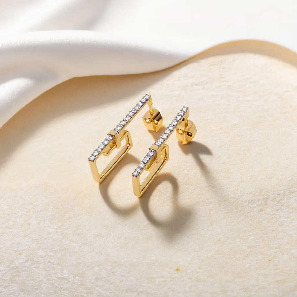 Paper Clip - Lab Diamond Hoop Earrings
