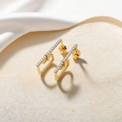 Paper Clip - Lab Diamond Hoop Earrings