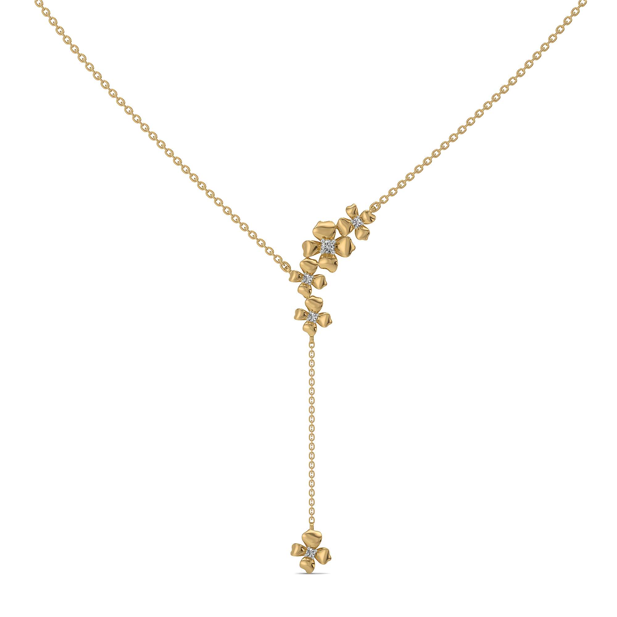 Petal Play - Lab Diamond Lariat Necklace
