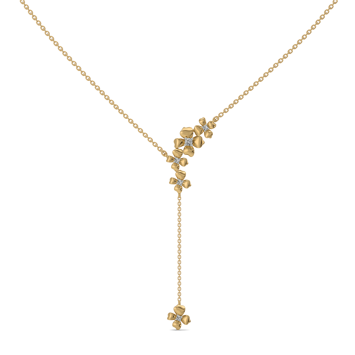 Petal Play - Lab Diamond Lariat Necklace