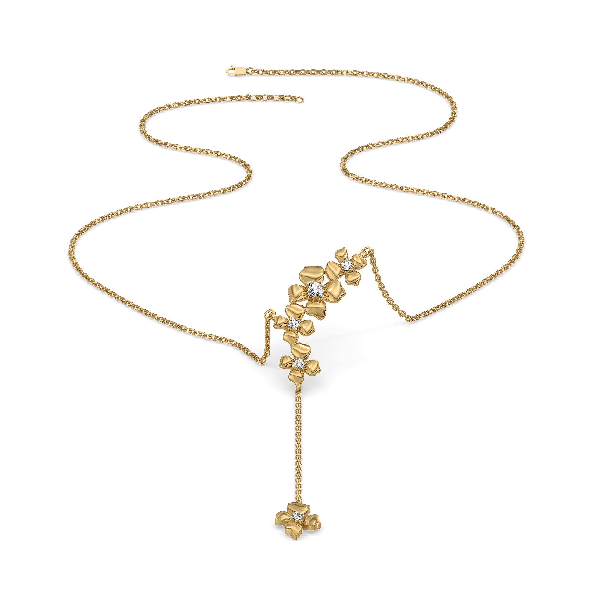 Petal Play - Lab Diamond Lariat Necklace