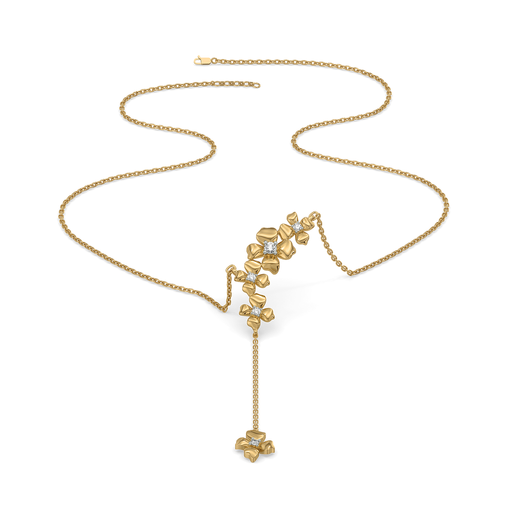 Petal Play - Lab Diamond Lariat Necklace