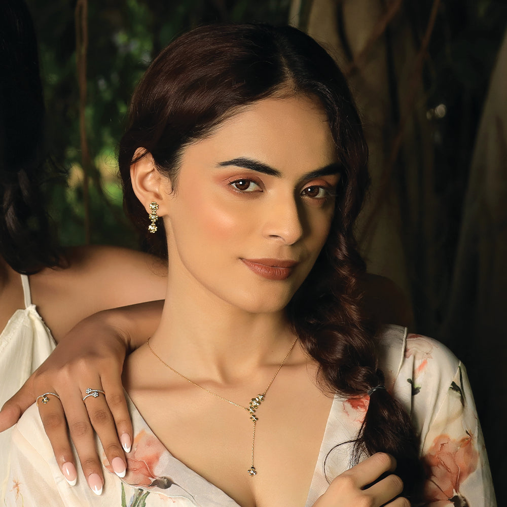 Petal Play - Lab Diamond Lariat Necklace