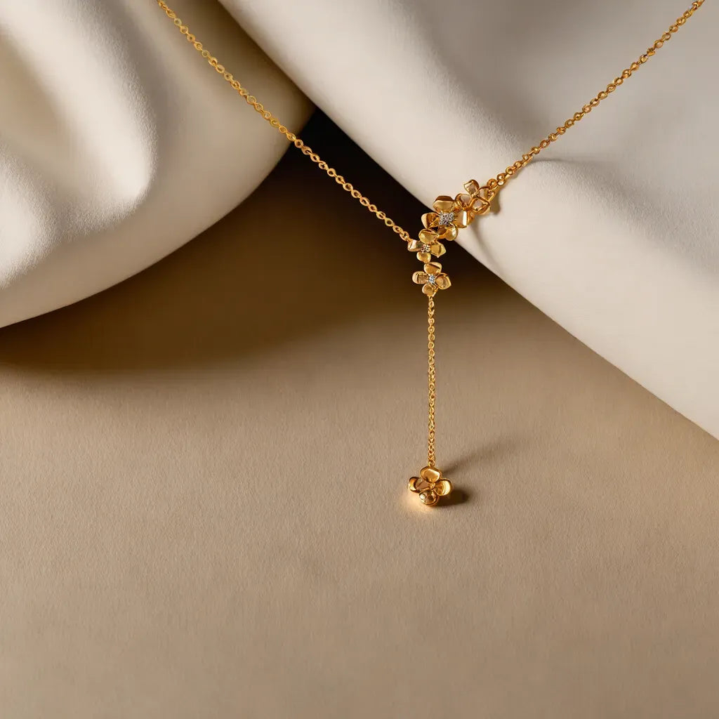Petal Play - Lab Diamond Lariat Necklace