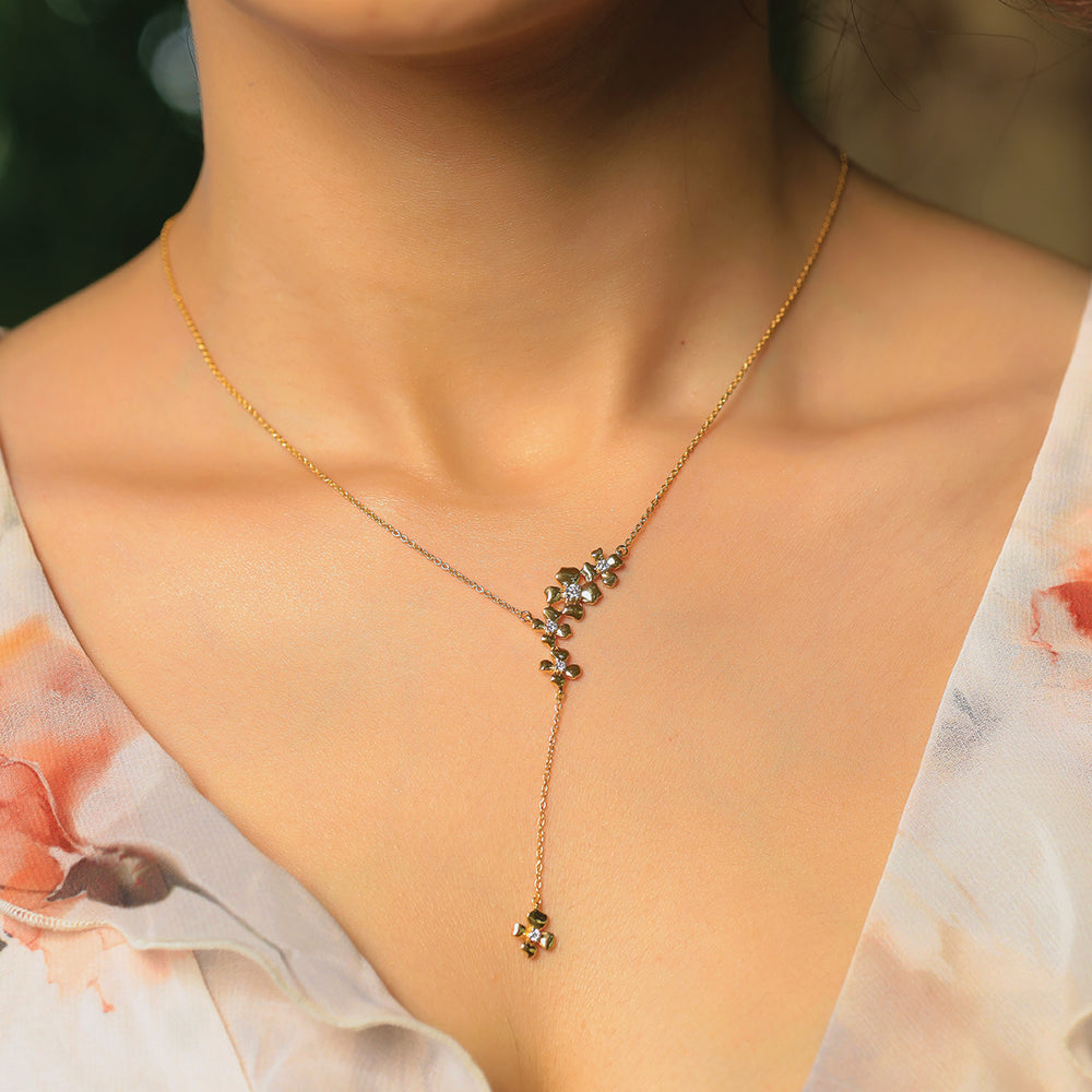 Petal Play - Lab Diamond Lariat Necklace Secondary image