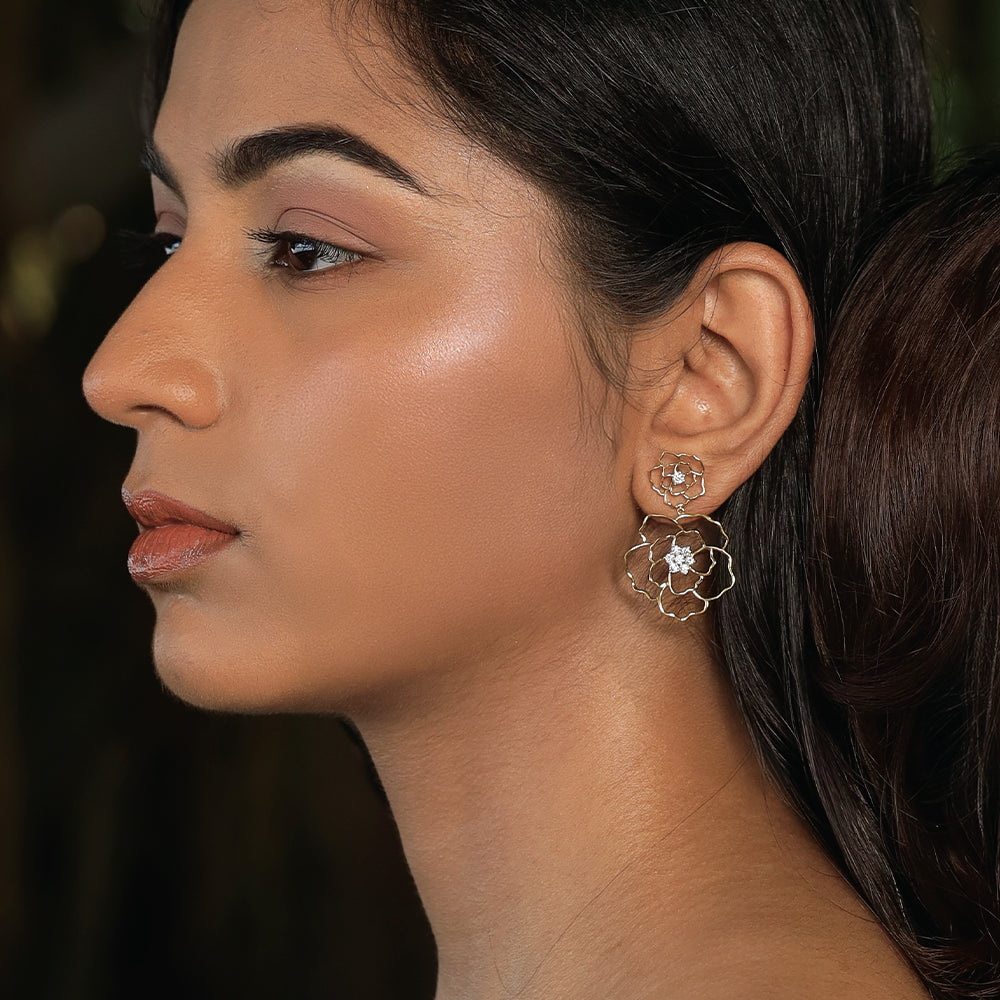 Petal Radiance - Lab Diamond Drop Earrings