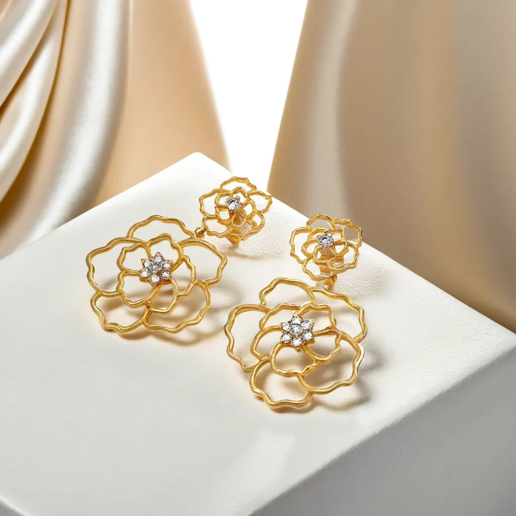 Petal Radiance - Lab Diamond Drop Earrings