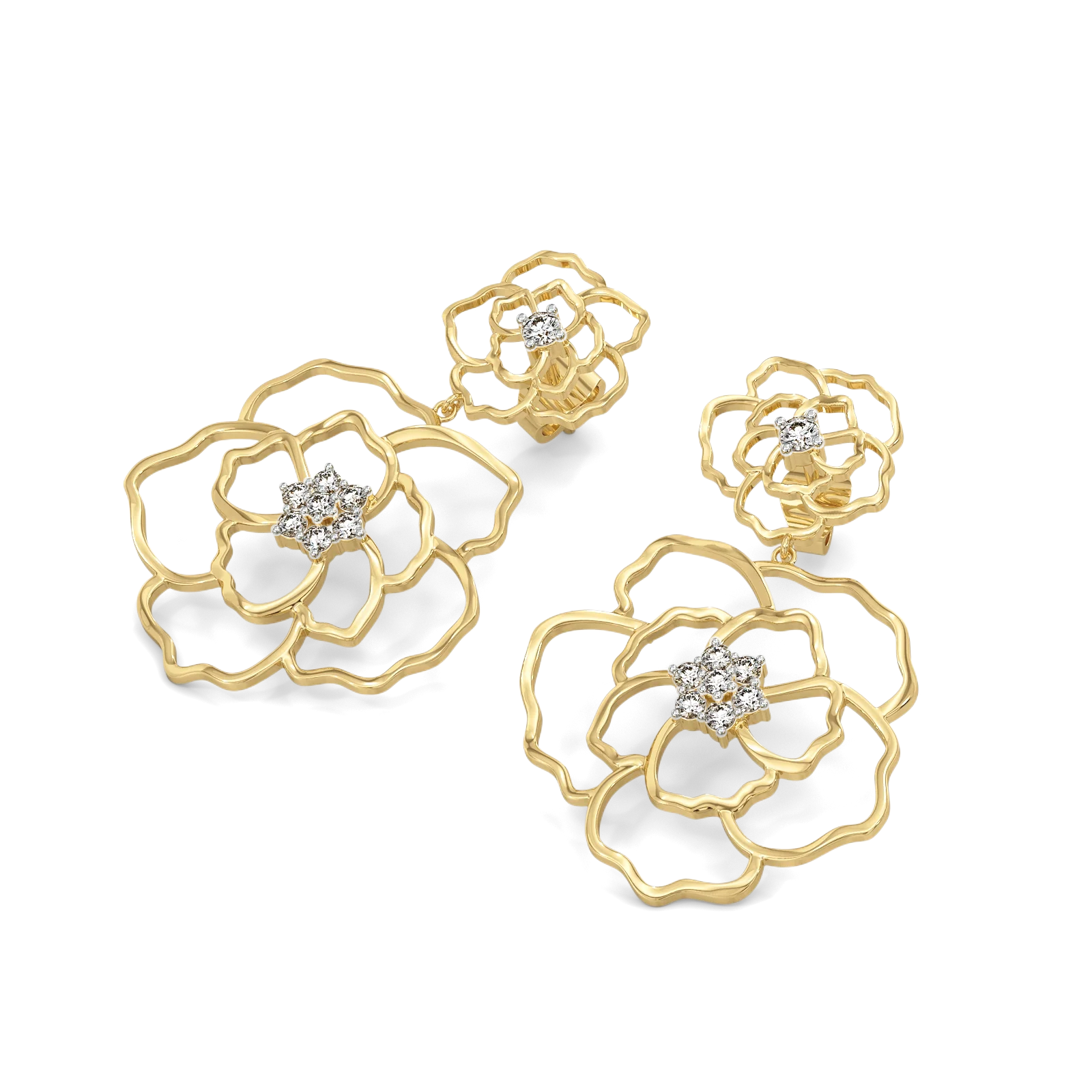Petal Radiance - Lab Diamond Drop Earrings Secondary image