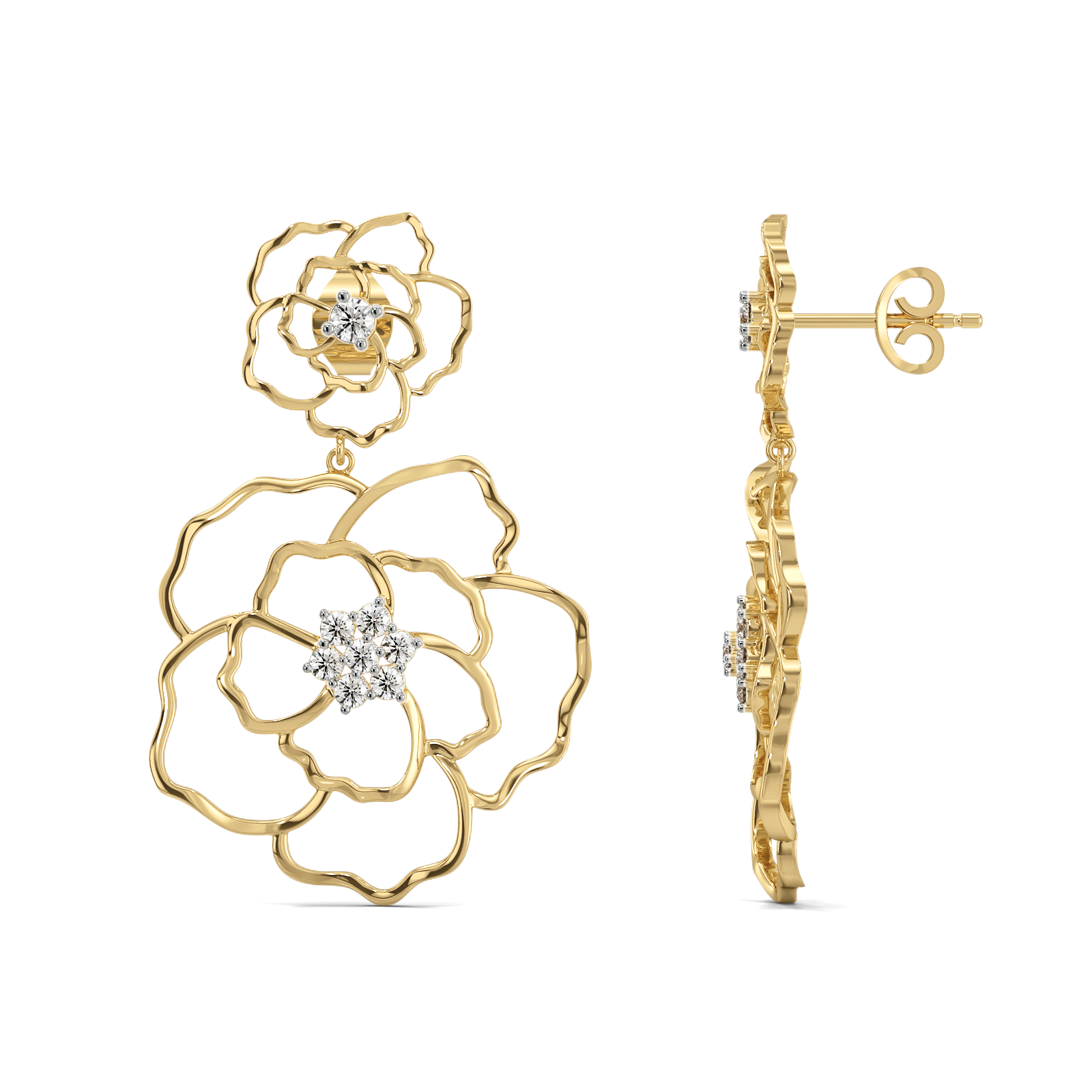 Petal Radiance - Lab Diamond Drop Earrings