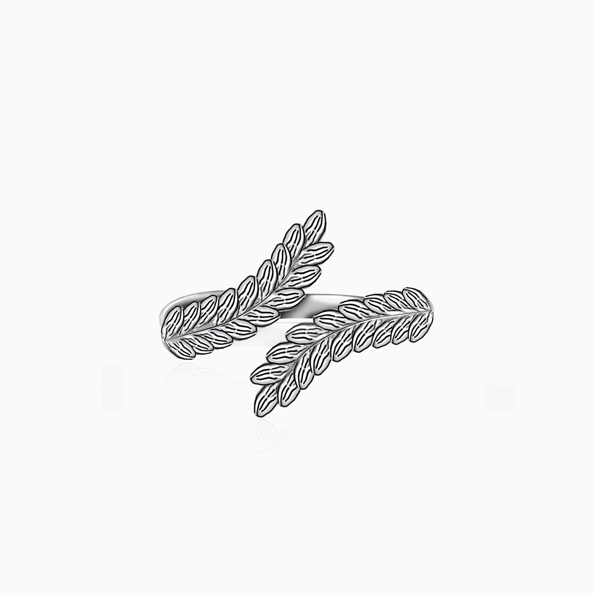 Silver Embrace Leaf Ring
