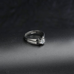 Silver Solitaire Of Love Couple Rings