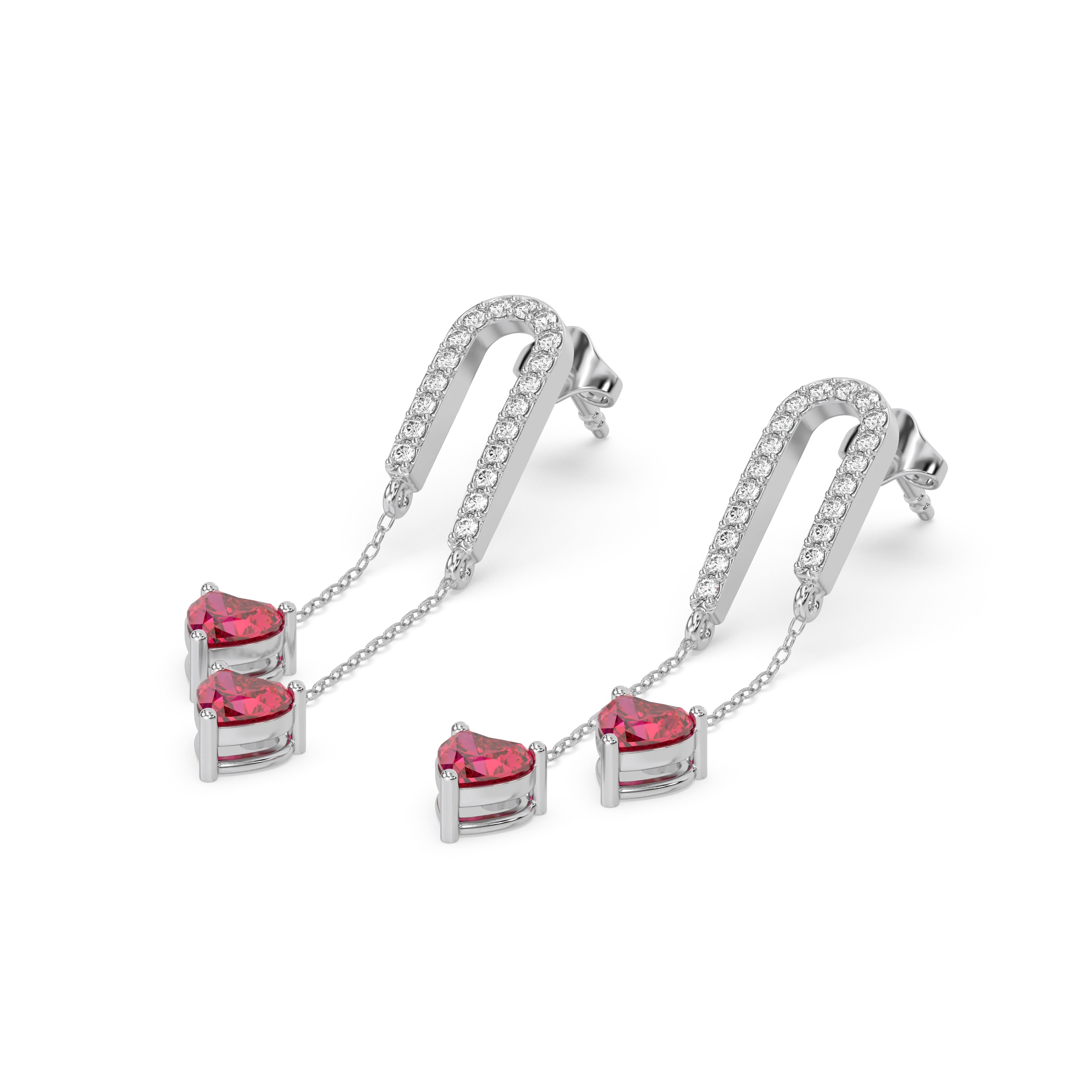 Radiant Heart Drops-Ruby Earrings Secondary image
