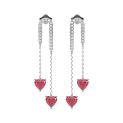 Radiant Heart Drops-Ruby Earrings