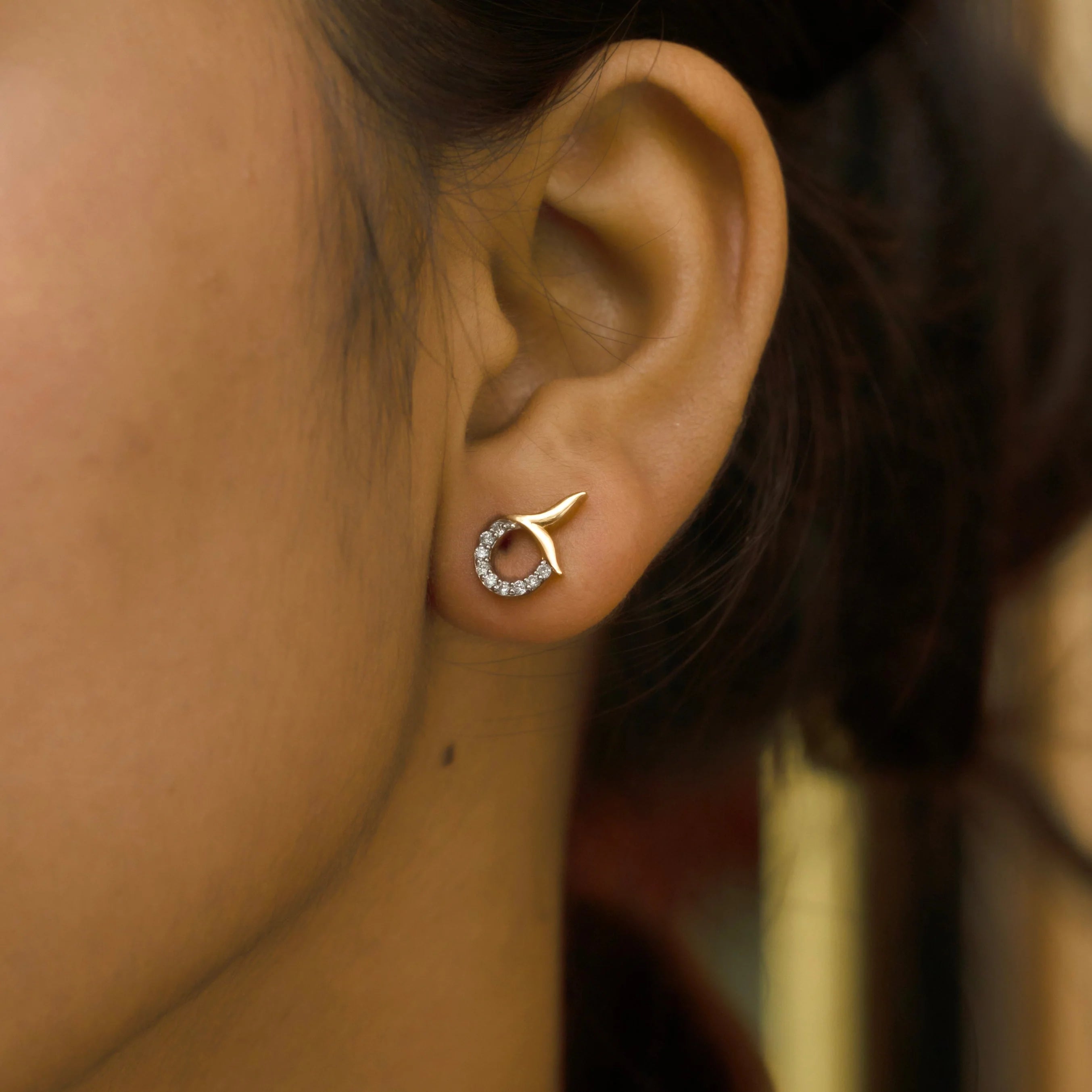 Serene Tail - Lab Diamond Stud Earrings Secondary image