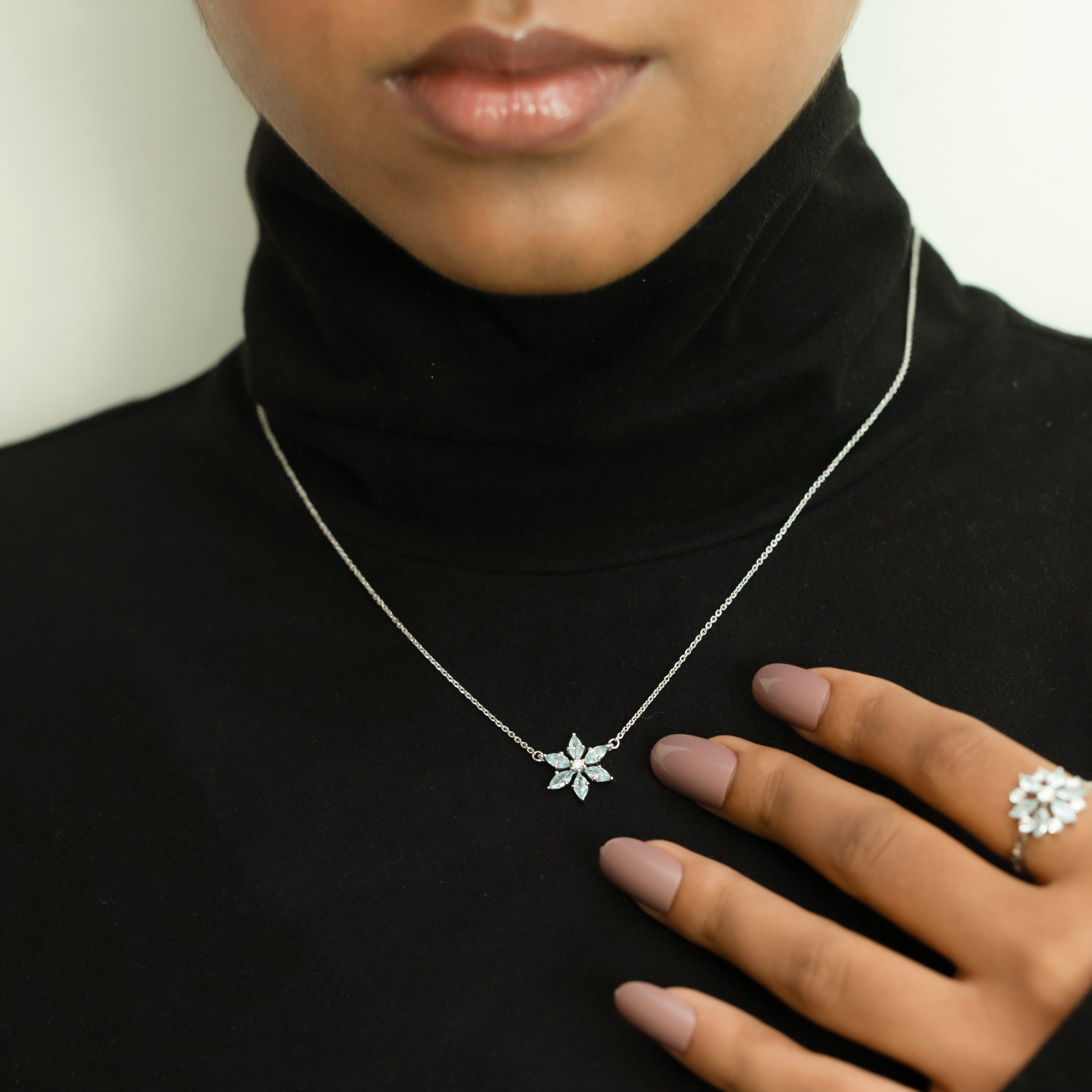 Snowflake - Lab Diamond Pendant Necklace