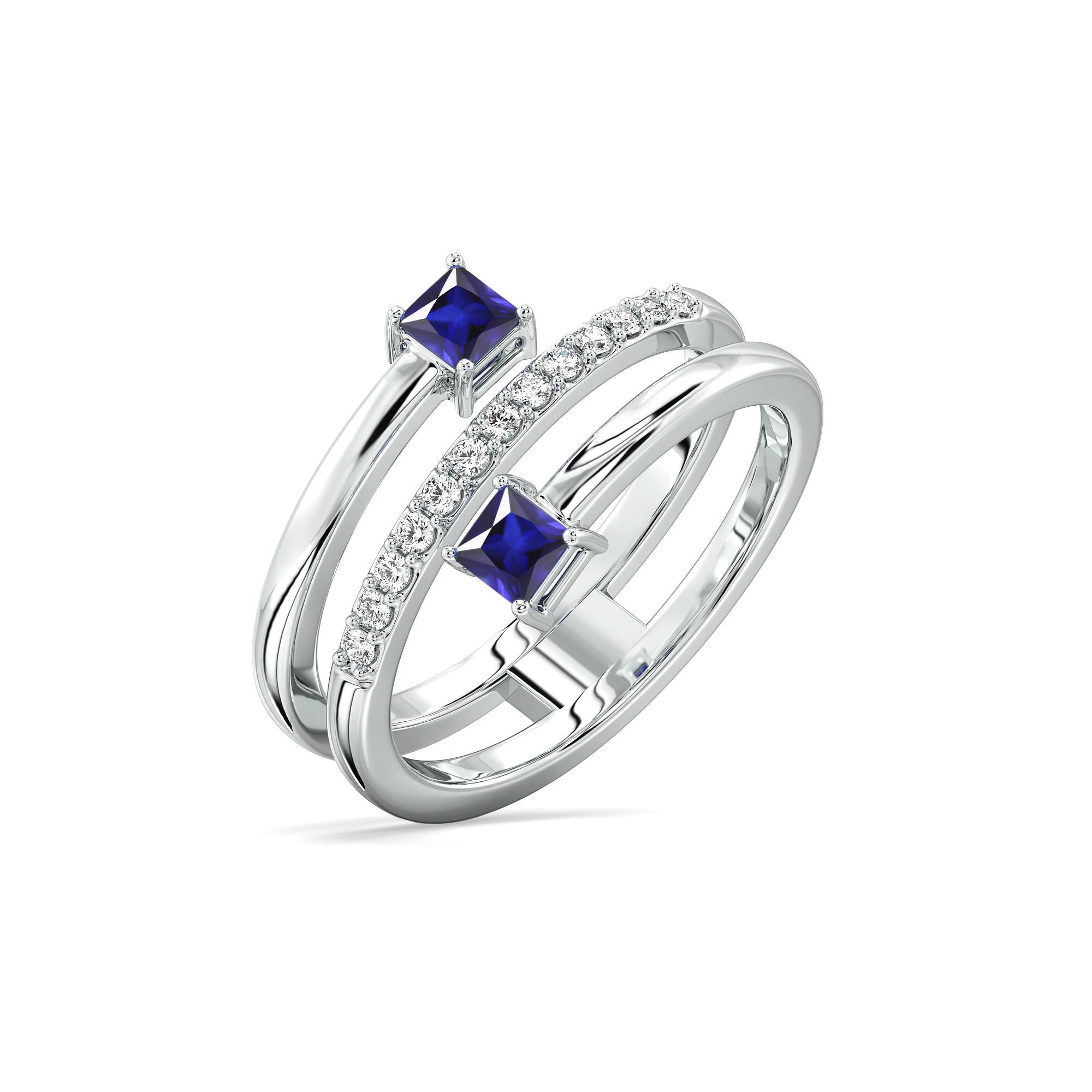 Spiral Blue Sapphire - Lab Diamond Cocktail Ring Secondary image