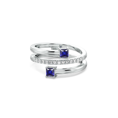 Spiral Blue Sapphire - Lab Diamond Cocktail Ring