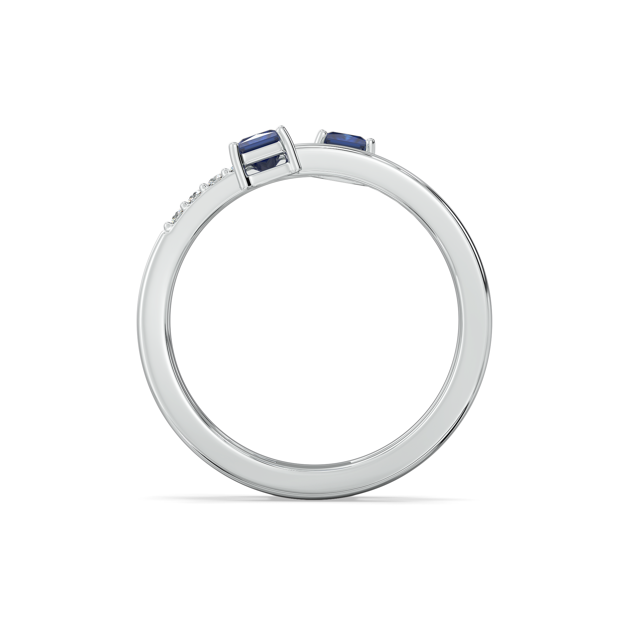 Spiral Blue Sapphire - Lab Diamond Cocktail Ring