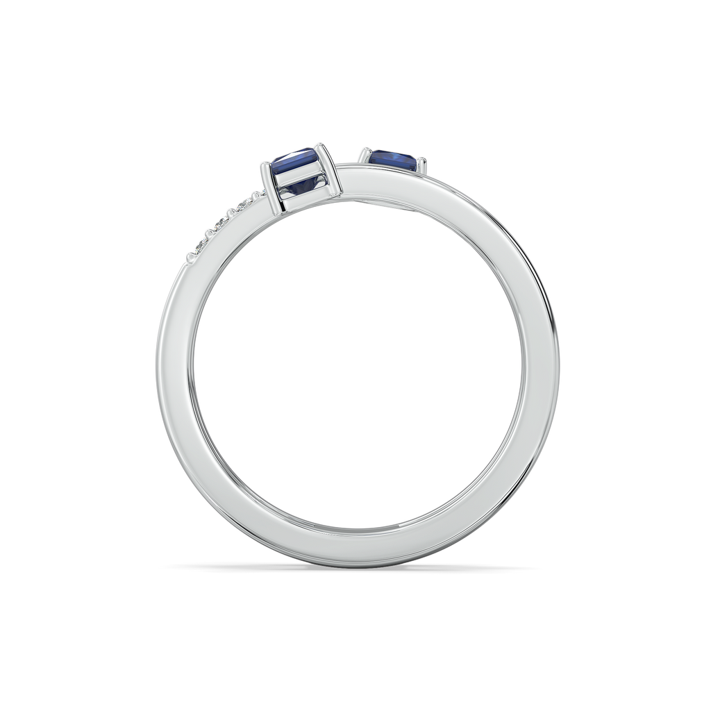 Spiral Blue Sapphire - Lab Diamond Cocktail Ring