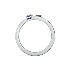 Spiral Blue Sapphire - Lab Diamond Cocktail Ring