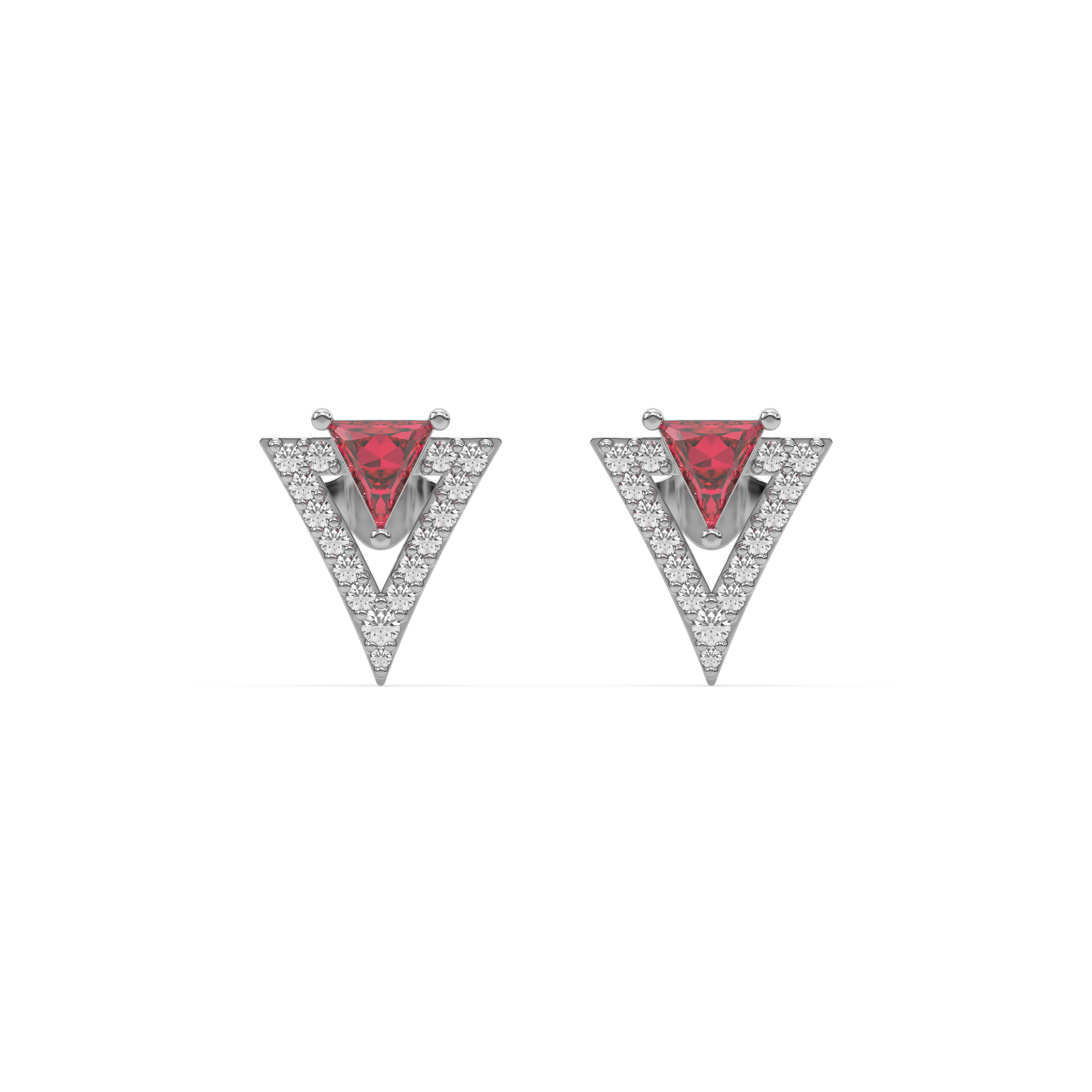 Triad Elegance - Lab Diamond & Ruby Stud Earrings