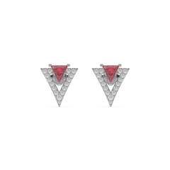 Triad Elegance - Lab Diamond & Ruby Stud Earrings