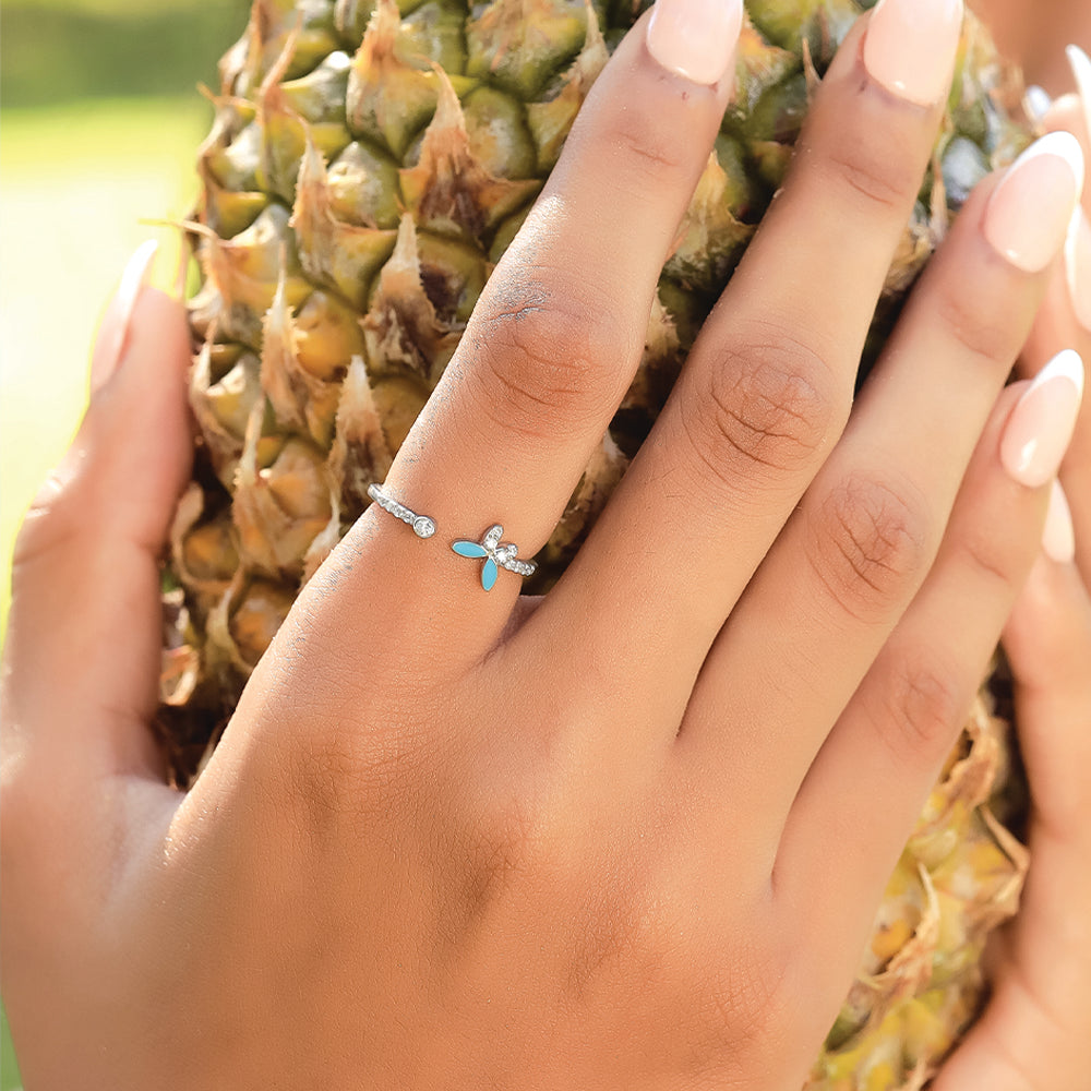 Turquoise Butterfly - Lab Diamond Open Top Ring Secondary image