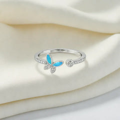 Turquoise Butterfly - Lab Diamond Open Top Ring