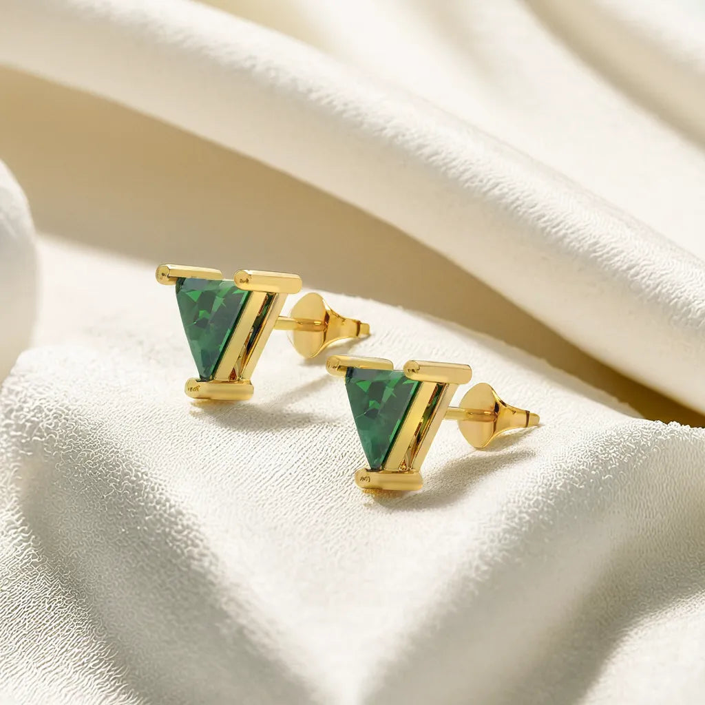 Verdant Tranquility - Emerald Stud Earrings
