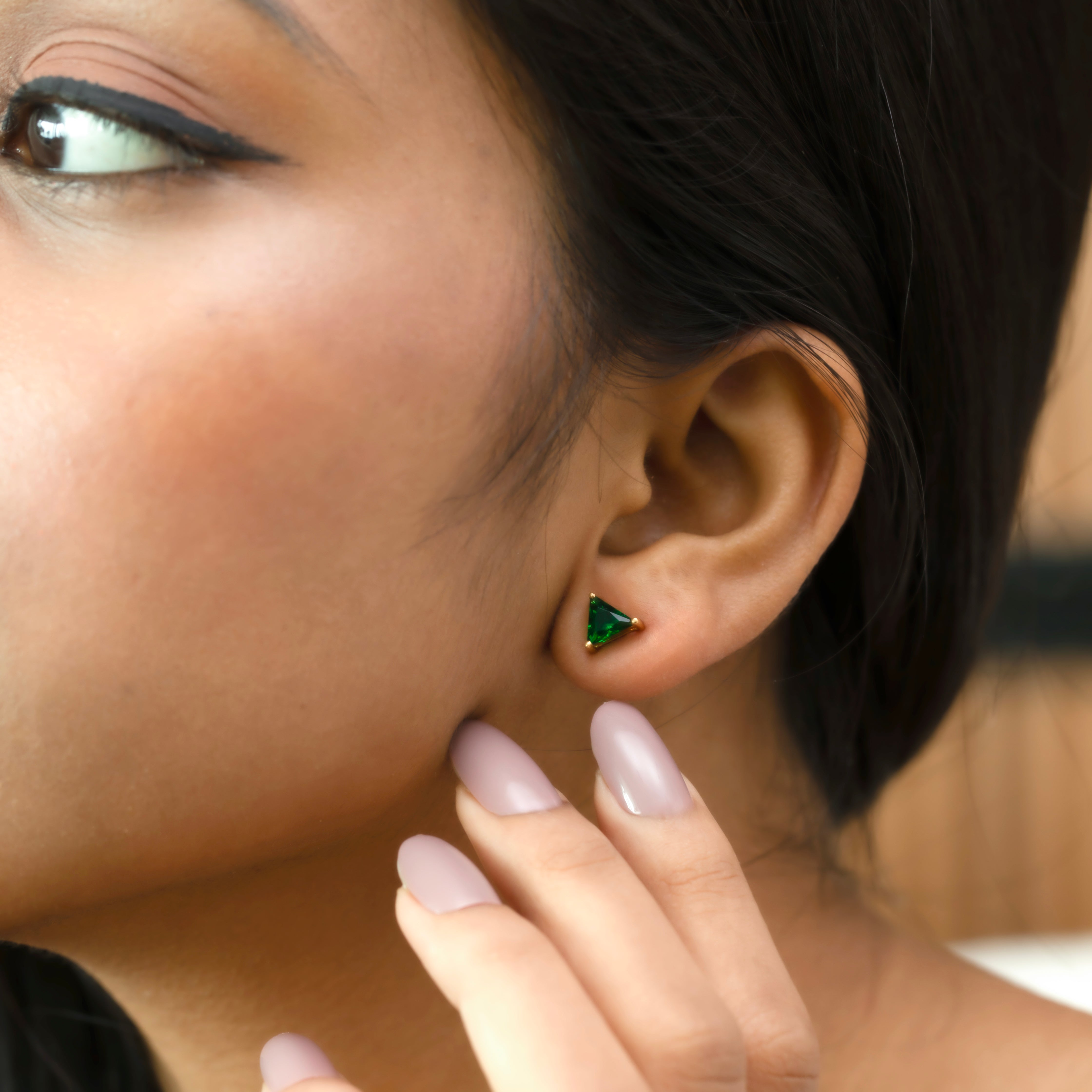 Verdant Tranquility - Emerald Stud Earrings