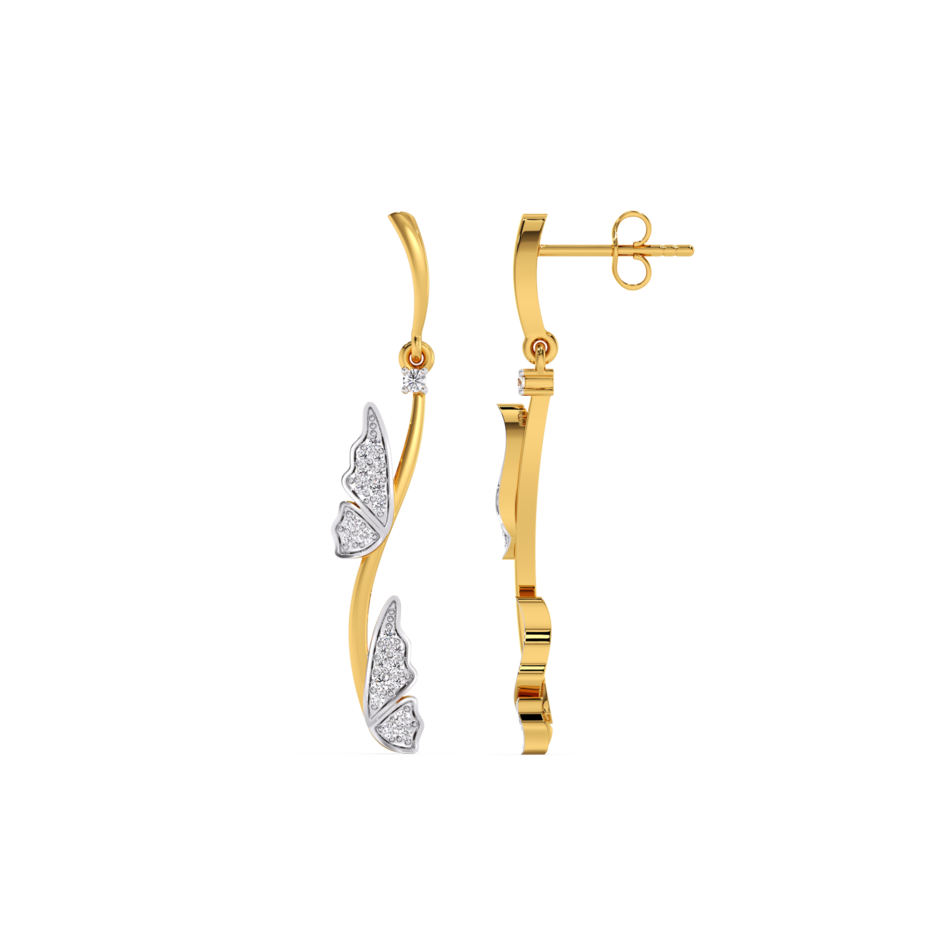 Whimsical Wing - Lab Diamond Drop Earrings