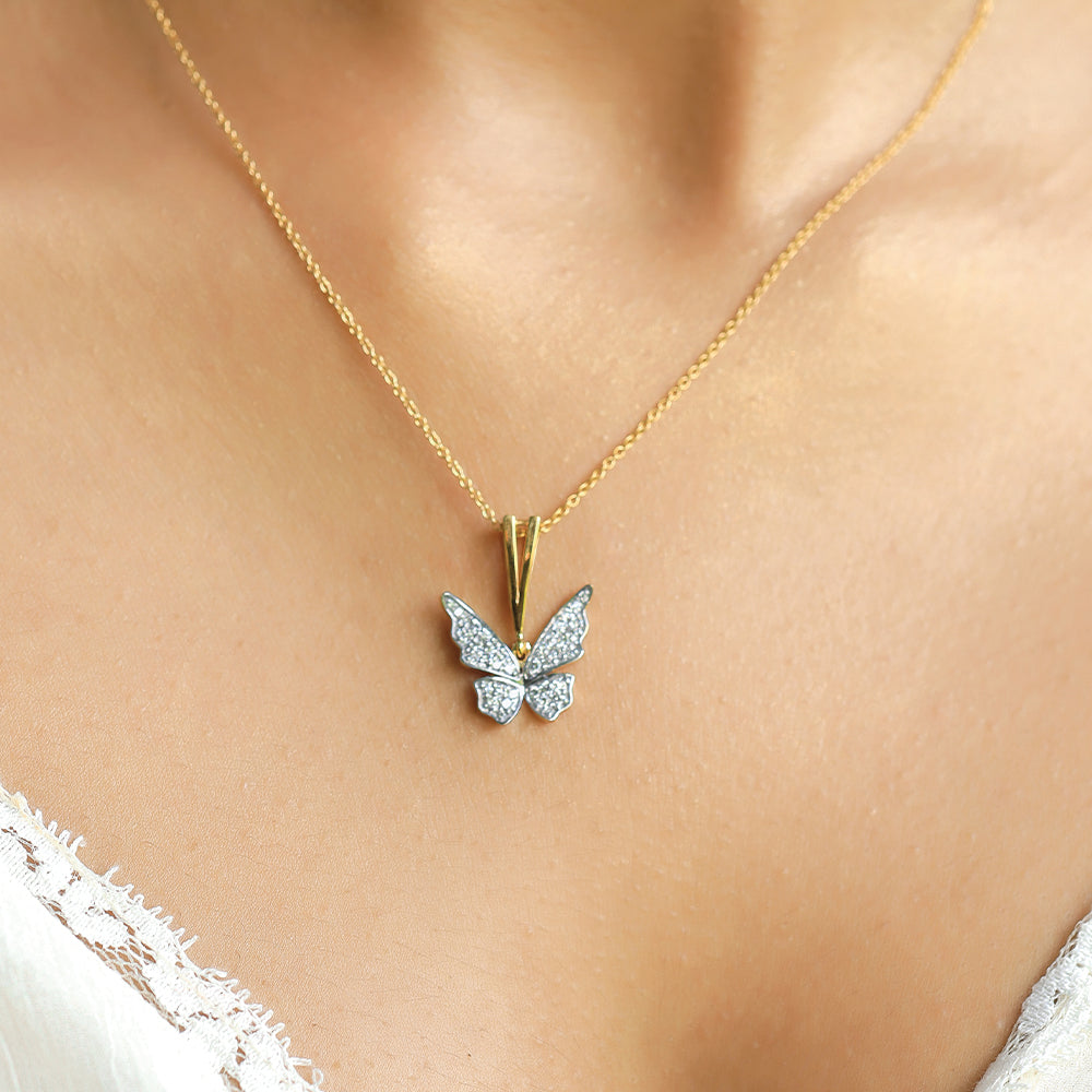 Winged Whimsy - Lab Diamond Pendant Necklace